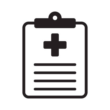 Medical history icon, medical report symbol. Health care clipboard icon. Medical card icon.
