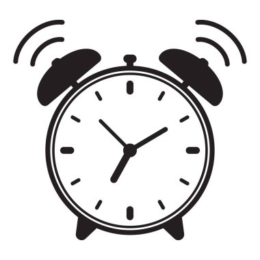 Alarm clock icon vector illustration, retro alarm clock.