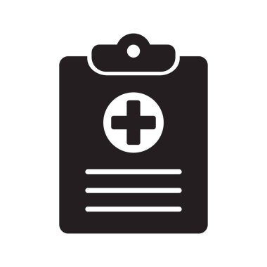 Medical history icon, medical report symbol. Health care clipboard icon. Medical card icon.