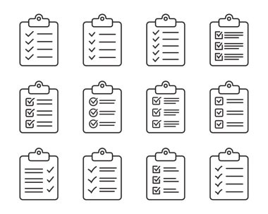 Clipboard and checklist icon. Project management, questionnaire line icon. To do list vector icon for web site and app design.