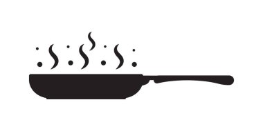 Tava vektör simgesi kızartılıyor. Kızartma tavası izole işaretleri.