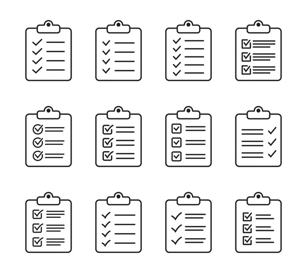 Clipboard Checklist Icon Project Management Questionnaire Line Icon List Vector — Vector de stock