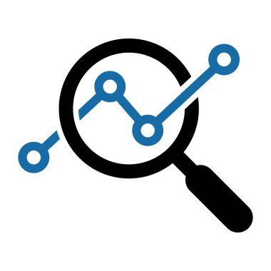 Analiz simgesi. Analitik sembol, vektör işareti analiz ediliyor. Pazarlama Araştırma ikonu. Finans izleme sembolü.