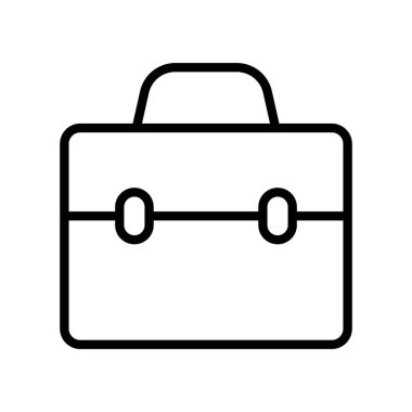 Evrak çantası simgesi. İş çantası ikonu. Bavul, portföy sembolü, beyaz üzerine izole edilmiş doğrusal biçim pictogram.