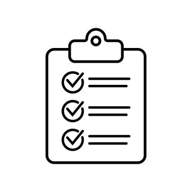 Clipboard and checklist icon. Project management, questionnaire line icon. To do list vector icon for web site and app design.