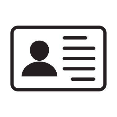 Id card icon. Id card badge icon. Identification card, driver's license icon. Vector illustration.