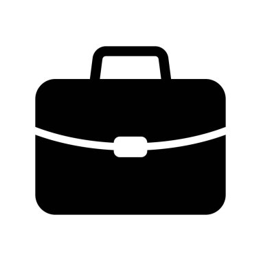 Evrak çantası simgesi. İş çantası ikonu. Bavul, portföy sembolü, beyaz arkaplanda izole edilmiş katı biçim piktogramı.