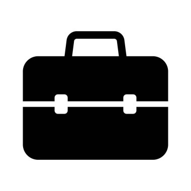 Evrak çantası simgesi. İş çantası ikonu. Bavul, portföy sembolü, beyaz arkaplanda izole edilmiş katı biçim piktogramı.