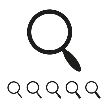 Büyüteç simgesi. Arama simgesi, vektör büyüteci veya loupe işareti.