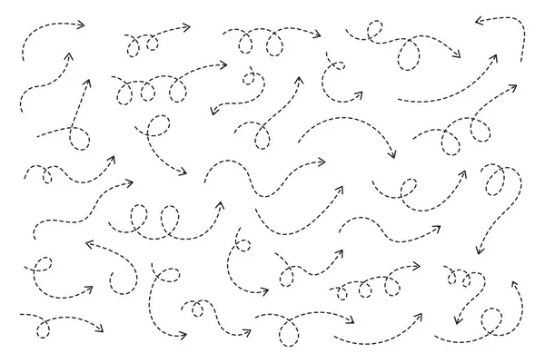 Вигнута Пунктирна Стрілка Дизайн Стрілок Zigzag Пунктирними Лініями — стоковий вектор