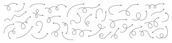 Καμπυλωτό Βέλος Σχεδιασμός Ρίγες Βέλους Zigzag Διάστικτες Γραμμές — Διανυσματικό Αρχείο