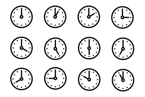 Ícone Relógio Conjunto Relógios Parede Para Cada Hora — Vetor de Stock