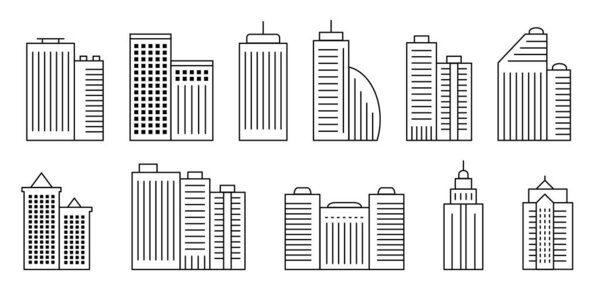 Building Icons Set. Skyscraper line icon. Vector illustration.
