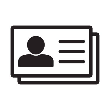 Id card icon. Id card badge icon. Identification card, driver's license icon. Vector illustration.