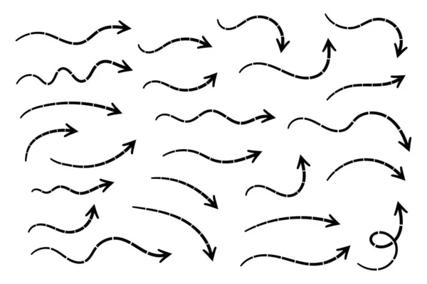 Flèche Pointillée Incurvée Zigzag Bandes Fléchées Design Avec Des Lignes — Image vectorielle