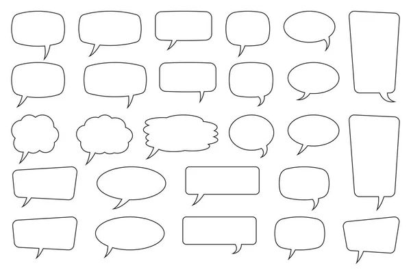 Reeks Lijnspraakbellen Met Instelbare Slag Spreek Bubble Tekst Cartoon Chatting — Stockvector