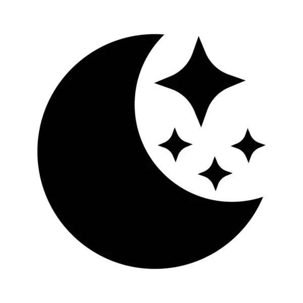 Croissant Lune Avec Icône Étoiles Sur Fond Blanc Icône Nuit — Image vectorielle