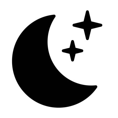 Beyaz arka planda yıldız ikonu olan hilal. Gece ikonu. Hilal ikonu. Minimalist stil.