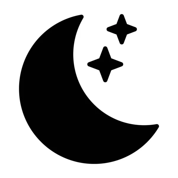 Półksiężyc Ikoną Gwiazd Białym Tle Ikona Nocy Ikona Półksiężyca Styl — Wektor stockowy