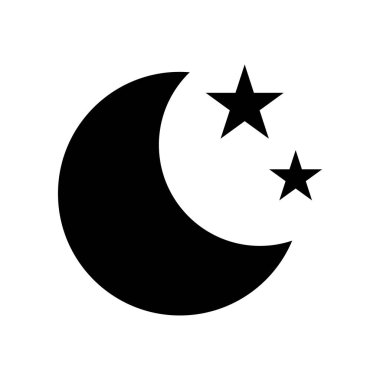 Beyaz arka planda yıldız ikonu olan hilal. Gece ikonu. Hilal ikonu. Minimalist stil.
