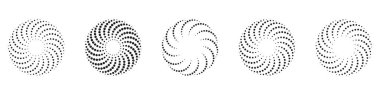 Noktalı spiral girdap tasarım ögesi, vektör illüstrasyonu.