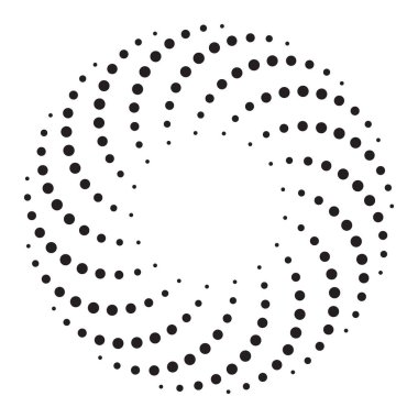 Noktalı spiral girdap tasarım ögesi, vektör illüstrasyonu.