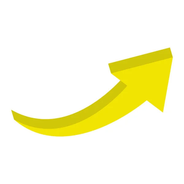 Gebogener Gelber Pfeil Isoliert Auf Weißem Hintergrund Pfeil Symbol Vektorabbildung — Stockvektor