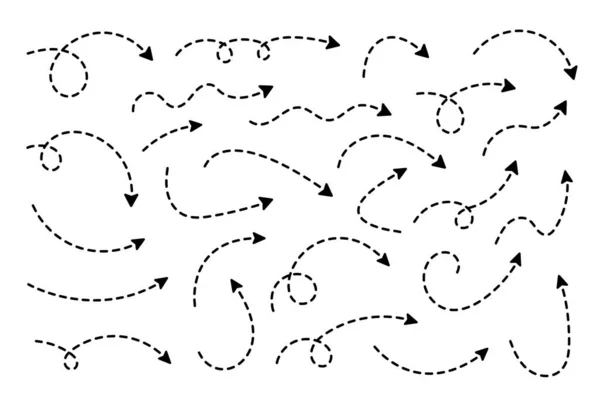 Καμπυλωτό Βέλος Zigzag Σχέδιο Βέλος Ρίγες Διακεκομμένες Γραμμές Εικονογράφηση Διανύσματος — Διανυσματικό Αρχείο