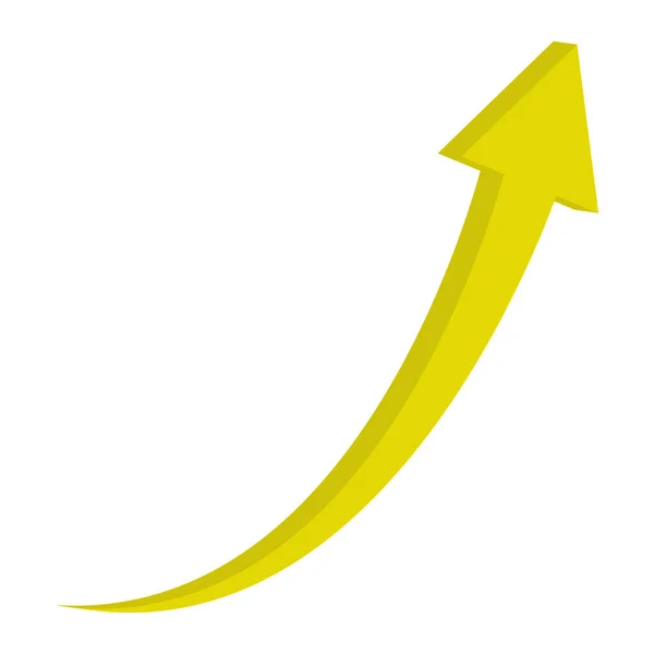 Flecha Amarela Curva Isolada Sobre Fundo Branco Ícone Seta Ilustração — Vetor de Stock