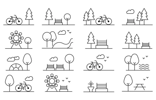 Park Line Icon Landscape Related Icons City Park Vector Icon — Stock Vector