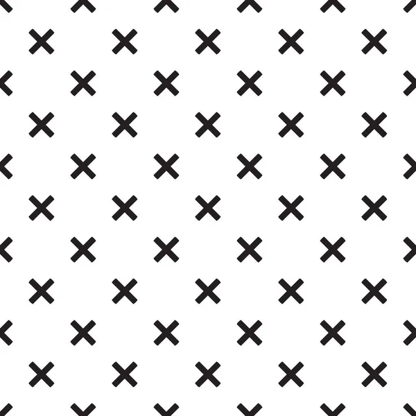 Vector Seamless Cross Pattern Endless Black White Texture Abstract Geometric — Stock Vector