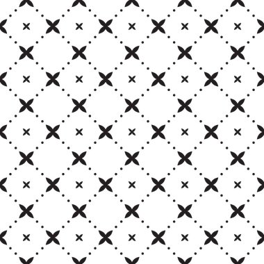 Noktalı çizgi eşkenar dörtgen desenli. Modern stil dokusu. Noktalı eşkenar dörtgenli geometrik fayanslar tekrarlanıyor. Siyah geometrik şekil beyaz arkaplanda tekrarlanabilir.