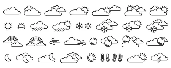 stock vector Weather forecast, outline web icon set, vector line icons collection. Meteorology symbols vector illustration. Editable stroke.