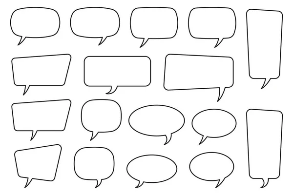 Reeks Lijnspraakbellen Met Instelbare Slag Spreek Bubble Tekst Cartoon Chatting — Stockvector