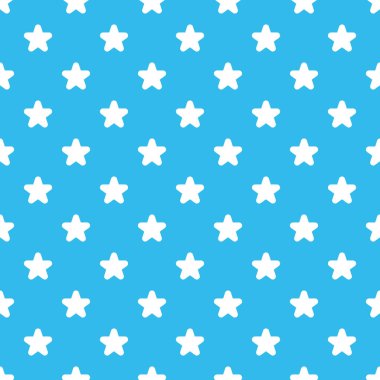 Yıldızlar kusursuz desen. Güzel mavi arkaplandaki yıldızlar, ambalaj, kumaş, kağıt, arkaplan için vektör retro pürüzsüz desen.