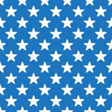 Yıldızlar kusursuz desen. Güzel mavi arkaplandaki yıldızlar, ambalaj, kumaş, kağıt, arkaplan için vektör retro pürüzsüz desen.