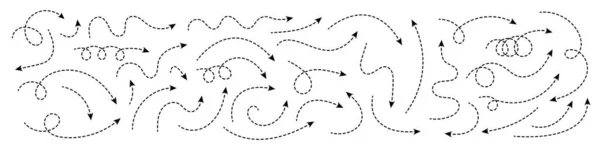 Καμπυλωτό Βέλος Zigzag Σχέδιο Βέλος Ρίγες Διακεκομμένες Γραμμές Λεπτά Βέλη — Διανυσματικό Αρχείο