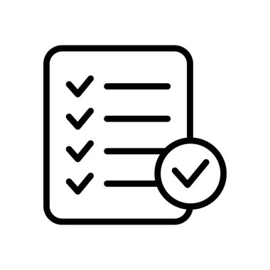 Belge kontrol listesi simgesi. Beyaz izole arkaplanda vektör simgesi rapor et. Kağıt sayfası iş konsepti.