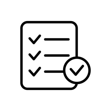 Belge kontrol listesi simgesi. Beyaz izole arkaplanda vektör simgesi rapor et. Kağıt sayfası iş konsepti.