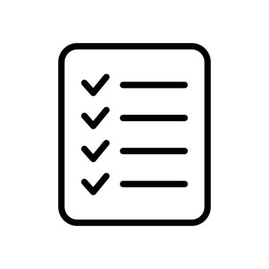 Kontrol listesi simgesi. Vektör çizgisi simgesini listele.