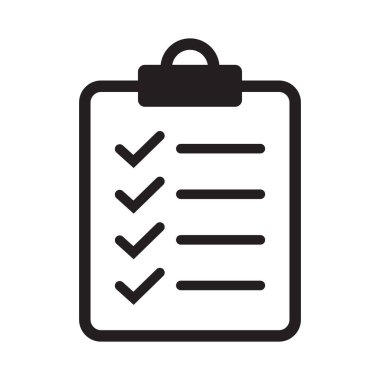 Kontrol listesi simgesi olan pano, web sitesi ve uygulama tasarımı için sembol. Vektör yanılsaması.