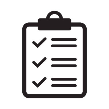 Kontrol listesi simgesi olan pano, web sitesi ve uygulama tasarımı için sembol. Vektör yanılsaması.