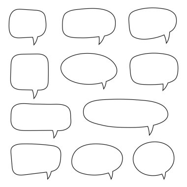 Boş konuşma balonları, konuşma balonu, konuşma balonu, sohbet balonu, uygulamalar ve web siteleri için resim vektör simgesi..