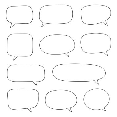 Boş konuşma balonları, konuşma balonu, konuşma balonu, sohbet balonu, uygulamalar ve web siteleri için resim vektör simgesi..