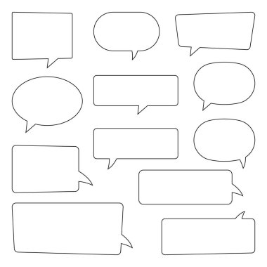 Konuşan bulut simgeleri ayarlandı. Vektör illüstrasyonu.