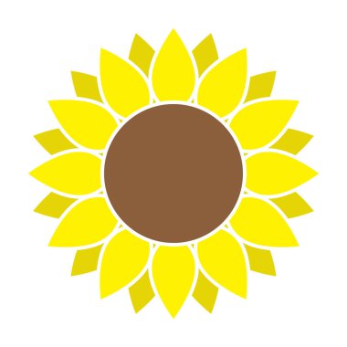 Düz bir ayçiçeği. Vektör çizimi izole edildi.