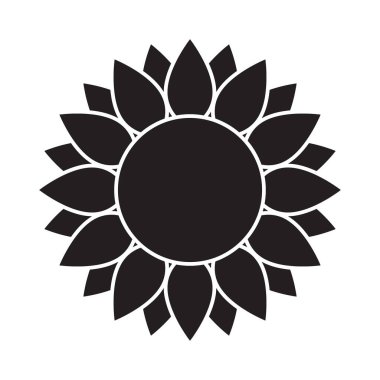 Ayçiçeği siluet simgesi. Ayçiçeği vektör illüstrasyonu siyah renkli.