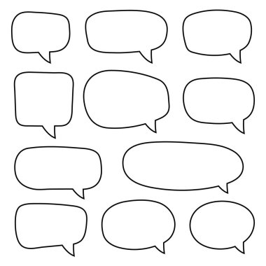 Konuşan bulut simgeleri ayarlandı. Vektör illüstrasyonu.