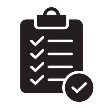 Arkaplanda düz stil simgesi olan pano izole edildi. Web sitesi ve uygulama tasarımı için sağlama listesi simgesi.