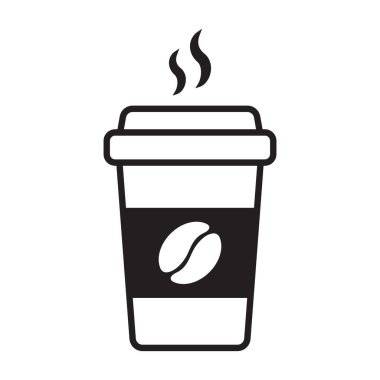 Sıcak kahve fincanı vektör simgesi. Kağıt kahve fincanı simgesi beyaz arkaplanda izole.